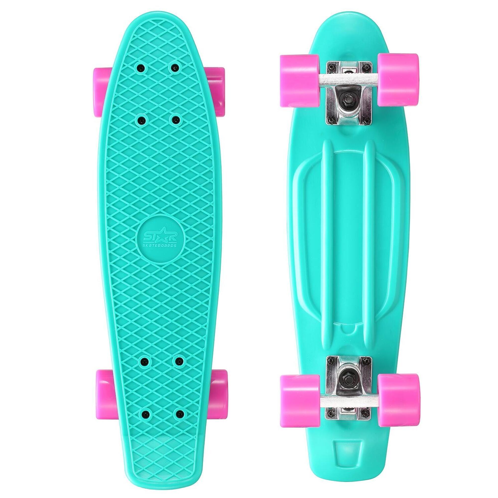 STAR SKATEBOARDS STAR SKATEBOARDS Vintage Skateboard, Retro Cruiser 60mm, turquoise / paars