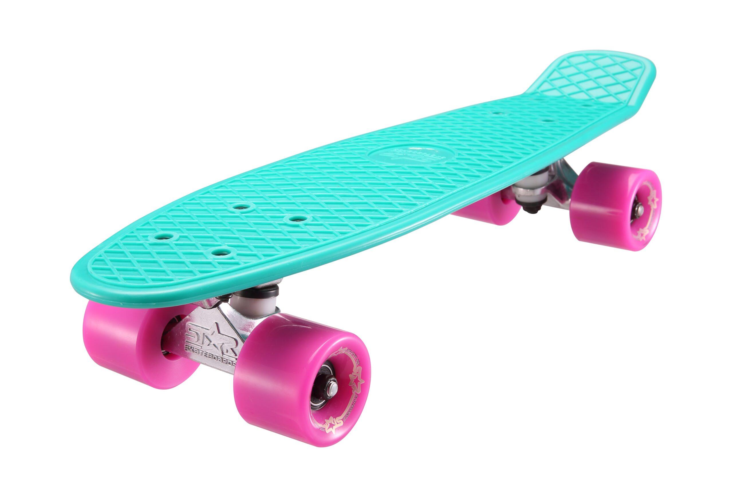 STAR SKATEBOARDS Vintage Skateboard, Retro Cruiser 60mm, turquoise / paars 3/6