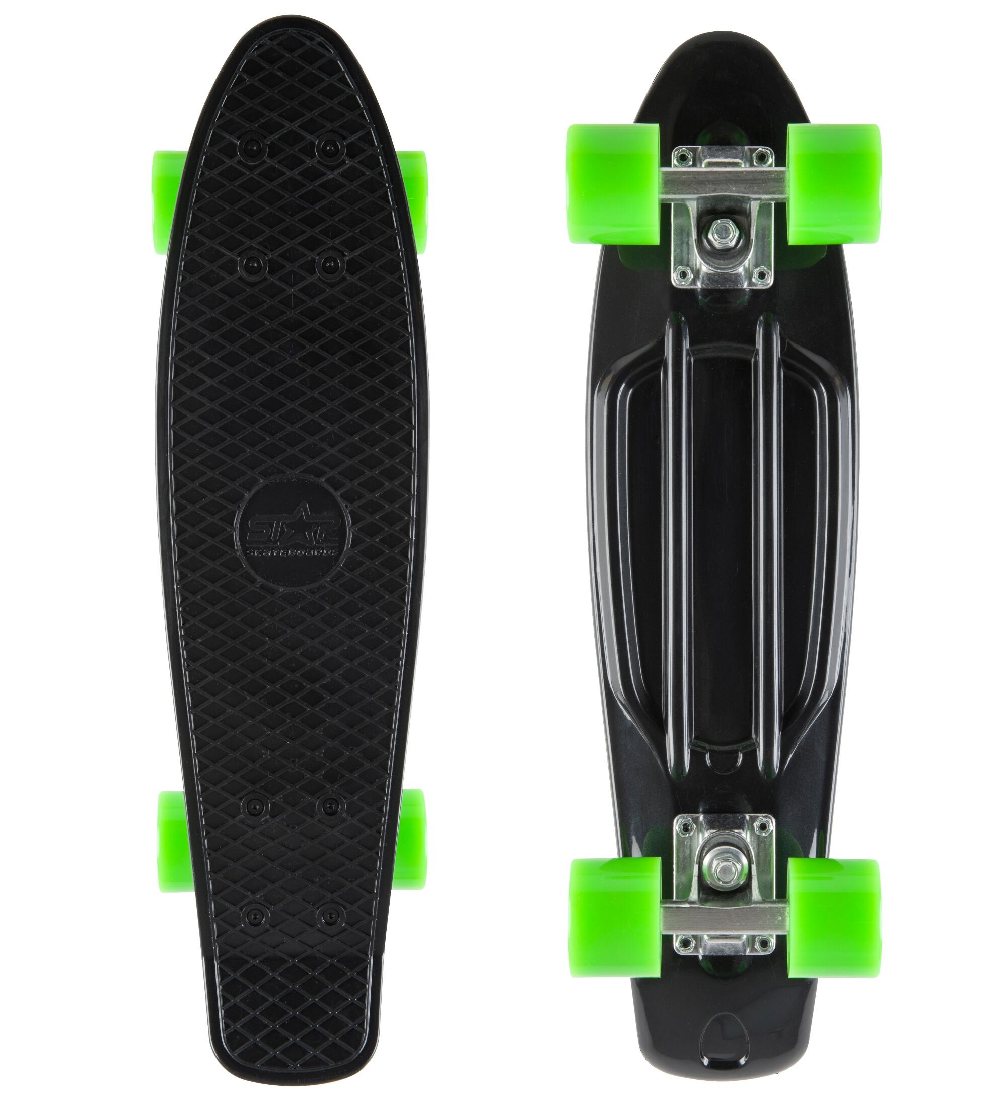 STAR SKATEBOARDS STAR SKATEBOARDS Vintage Skateboard, Retro Cruiser 60mm, zwart / groen
