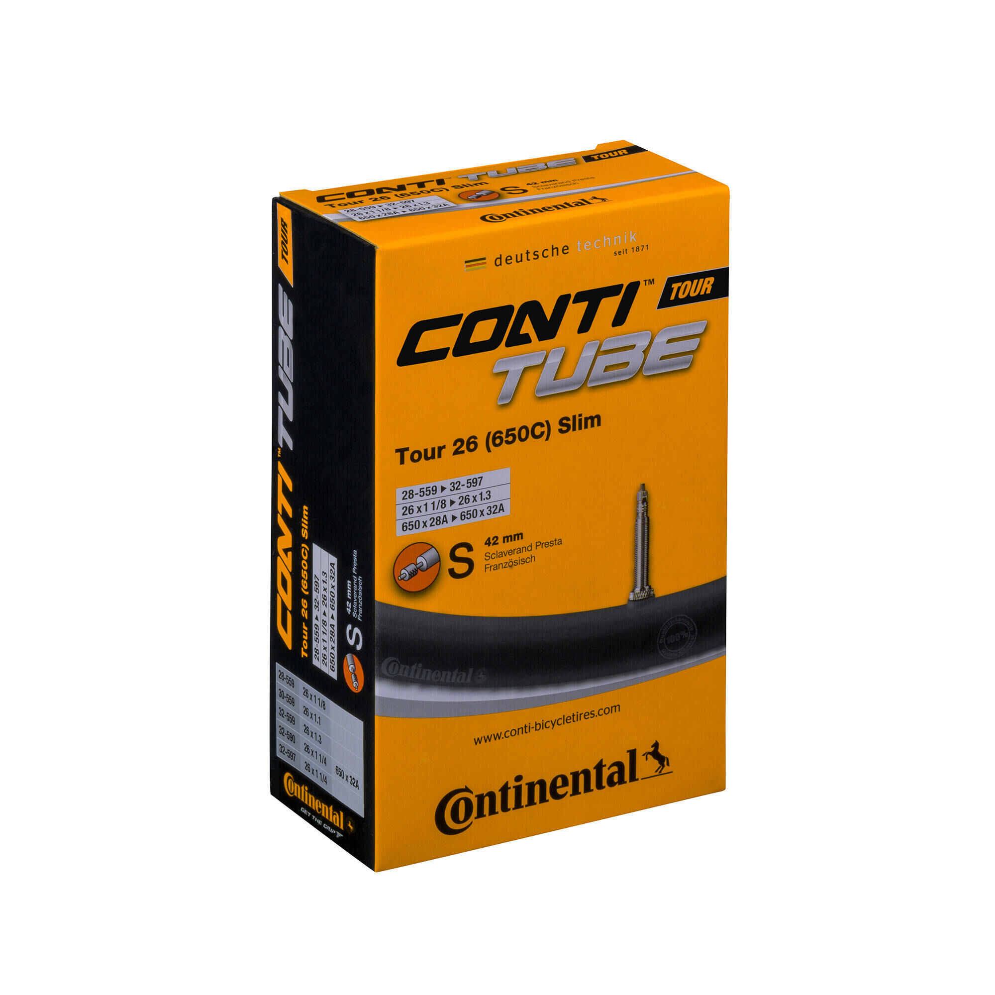 CONTINENTAL Tour Tube - Presta 42mm Valve Urban Black 26X1.3-1.75"