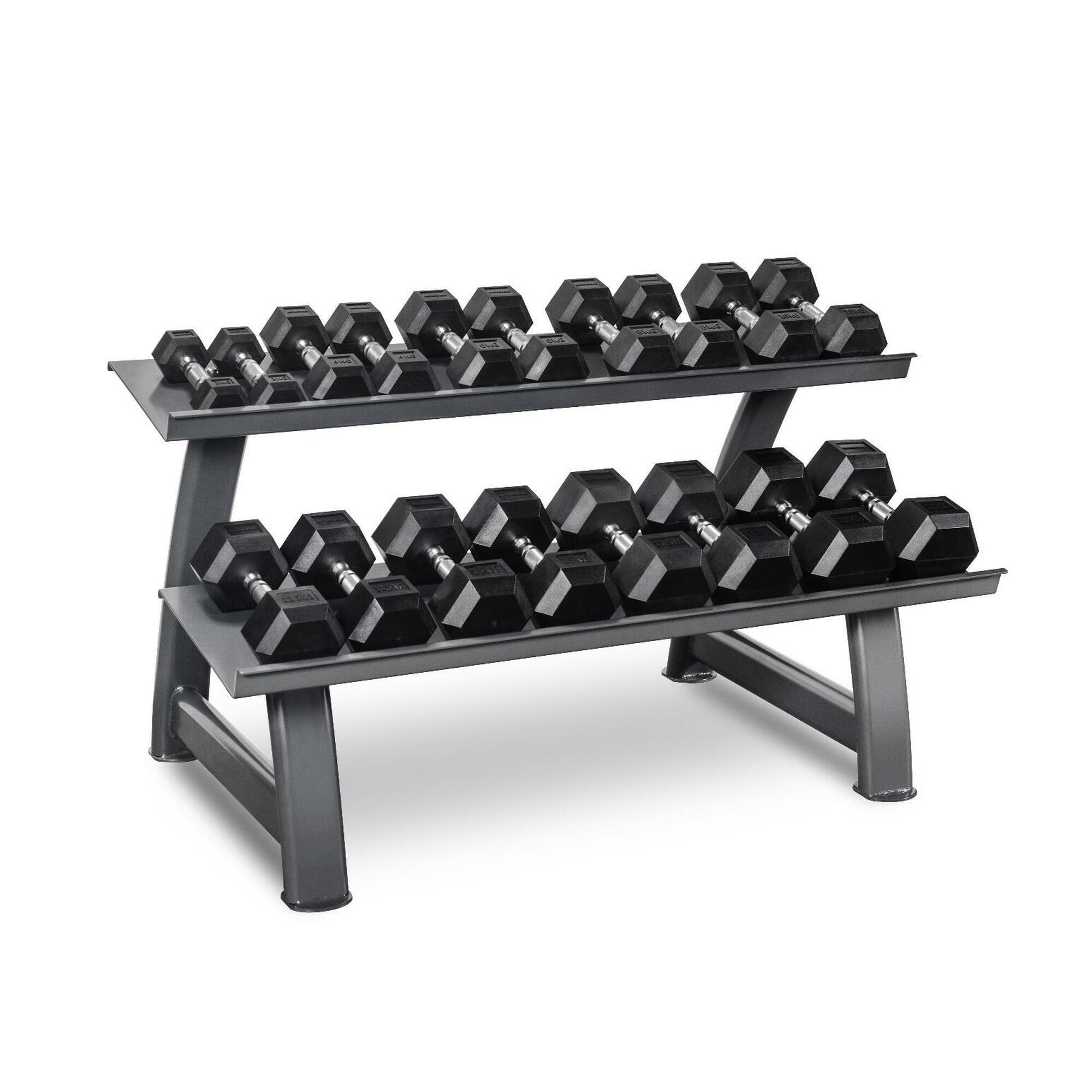 TITANIUM STRENGTH Krachtset zeshoekige dumbbells 2-20Kg + Rack
