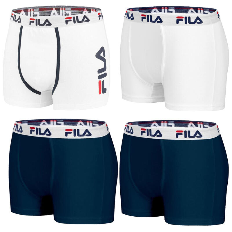 Set van 4 Fila boxershorts in wit en marineblauw