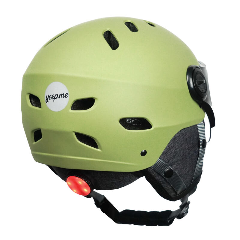 Casque YEEP.ME H.30 Vision LED Kaki - LED et Visière pour Vélo, Trottinette