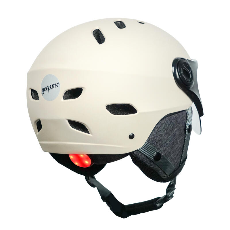 Casque LED H.30 Vision Beige avec Visière pour Vélo, Trottinette