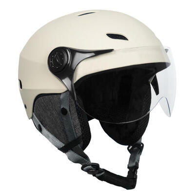 Helm yeep.me led h.30 vision beige met led en vizier voor fiets. scooter