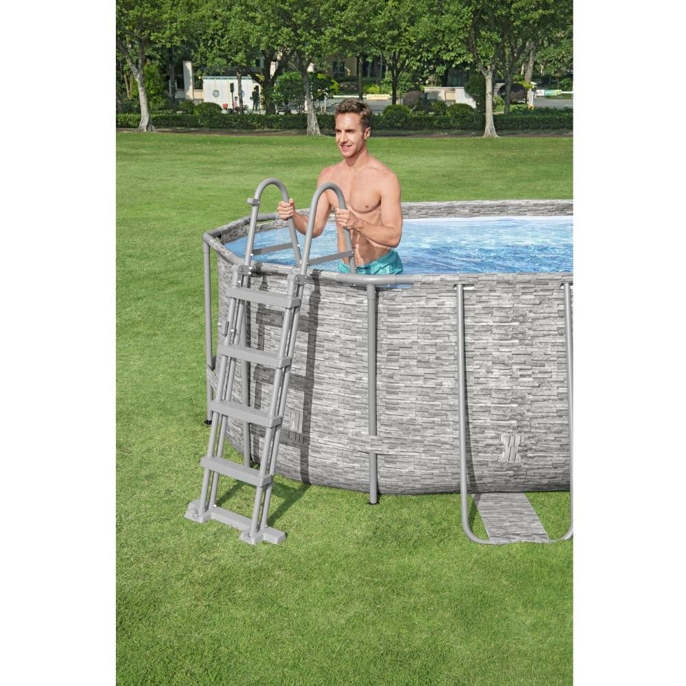 Escalera de Seguridad Bestway Flowclear 76x119x163 cm para Piscinas Desmontables 7/7