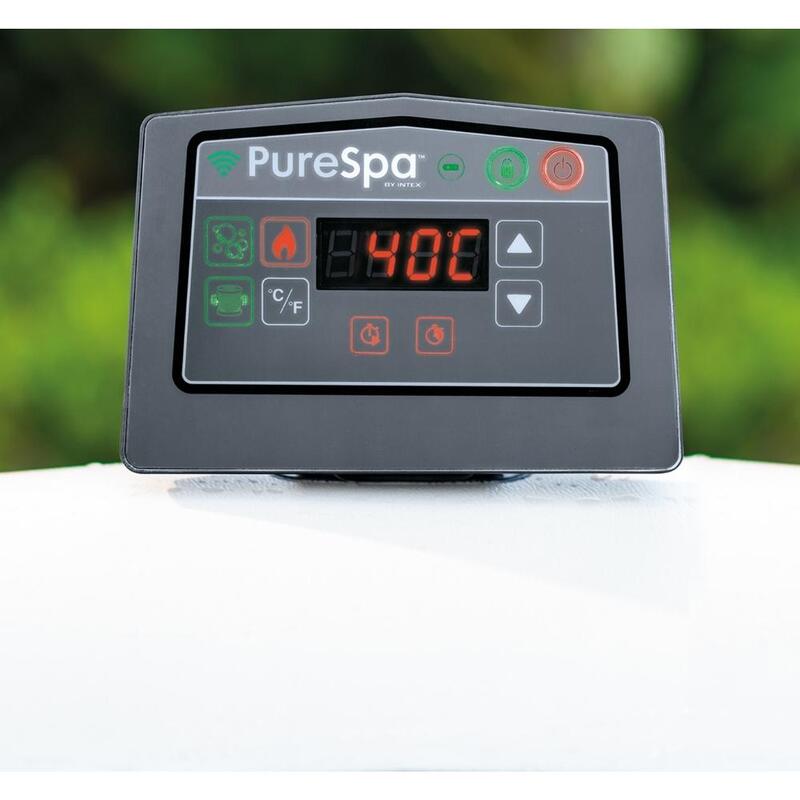 Intex PureSpa Greywood Deluxe Jacuzzi 6 personen Grijs Rond 216