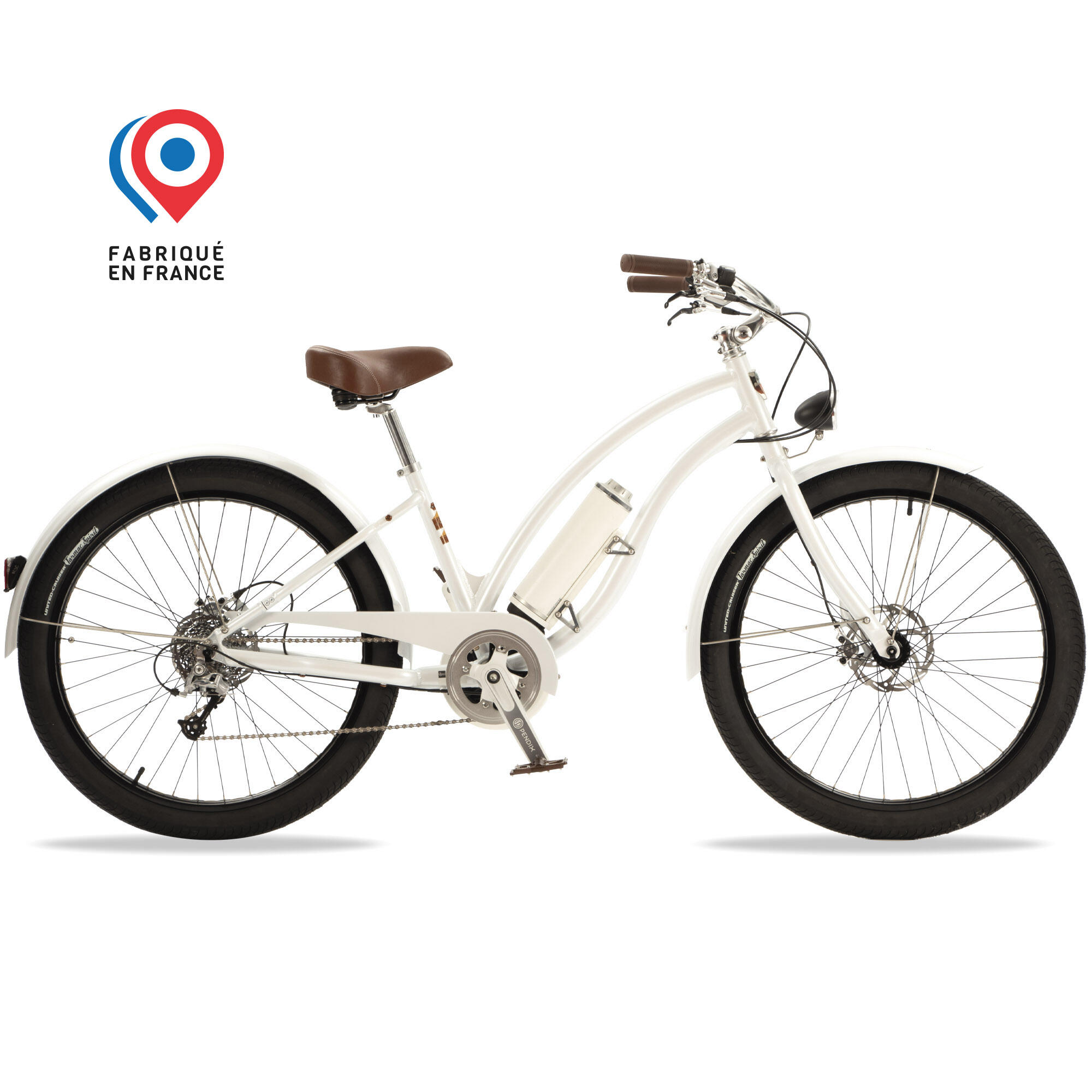 V LO BEACH CRUISER ELECTRIQUE 330w CONFORT BLANC PNEUS BALLOON