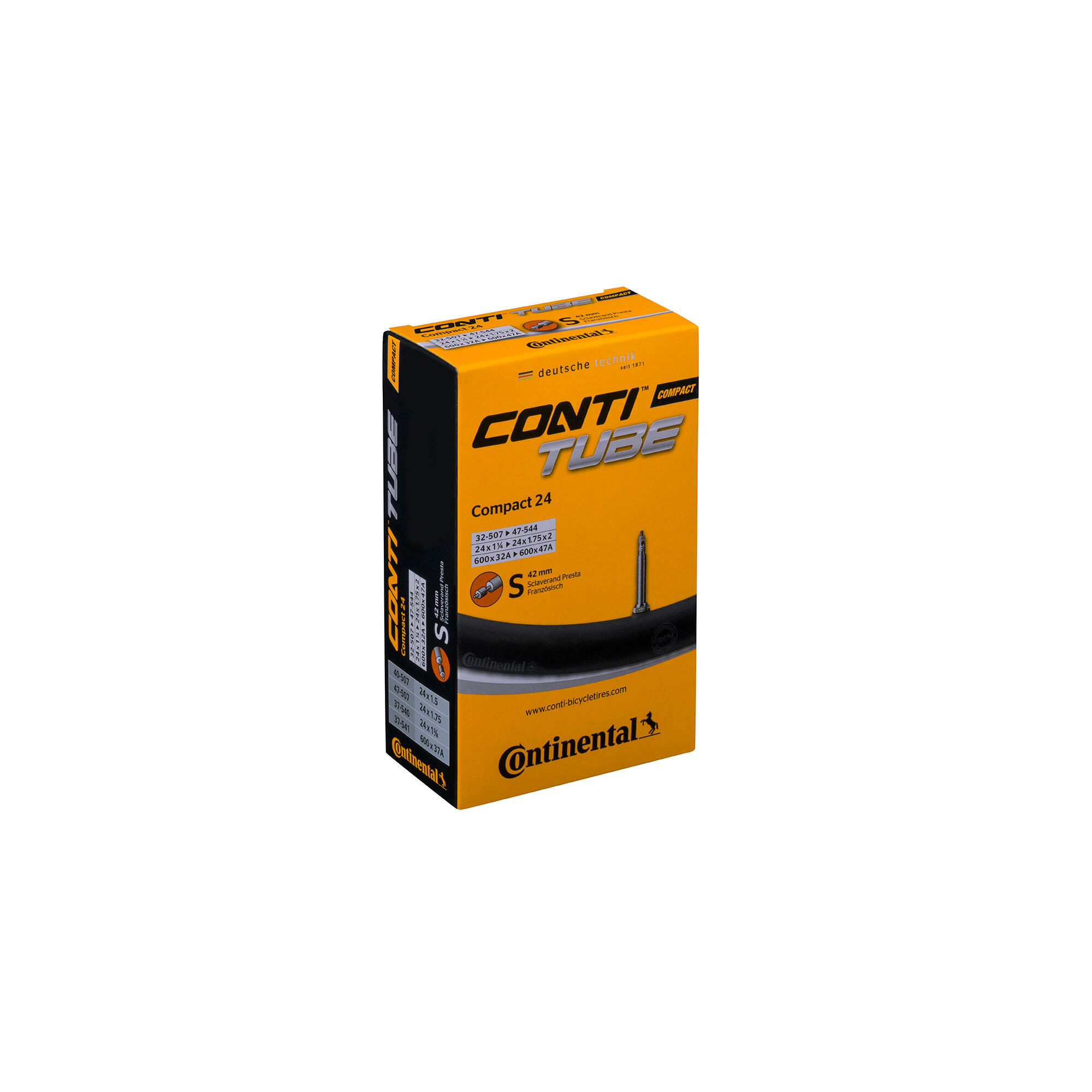 CONTINENTAL Compact Tube - Presta 42mm Valve MTB Black 20X1.1-1.25"