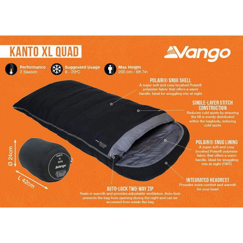 Śpiwór Vango Kanto XL Quad (-10°C) 225 x 100 cm