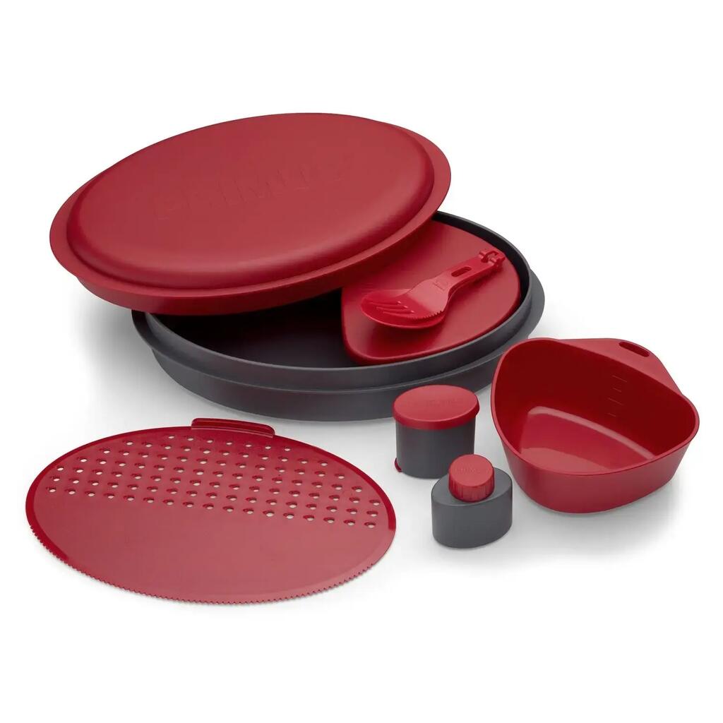 Outdoor Camping Plastic Meal Set - Red