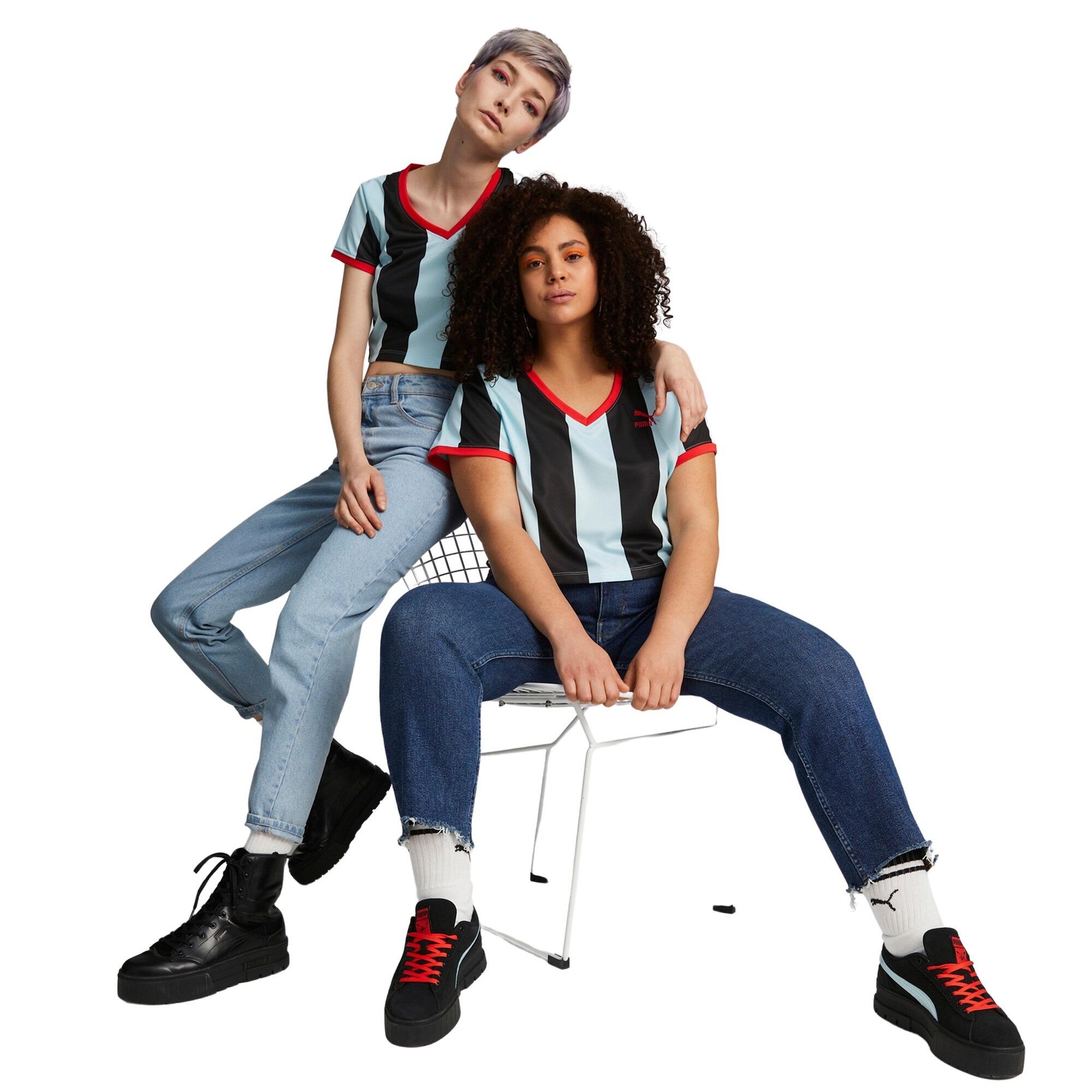 T-shirt donna a righe dalla linea sottile Puma X dua lipa 2/7