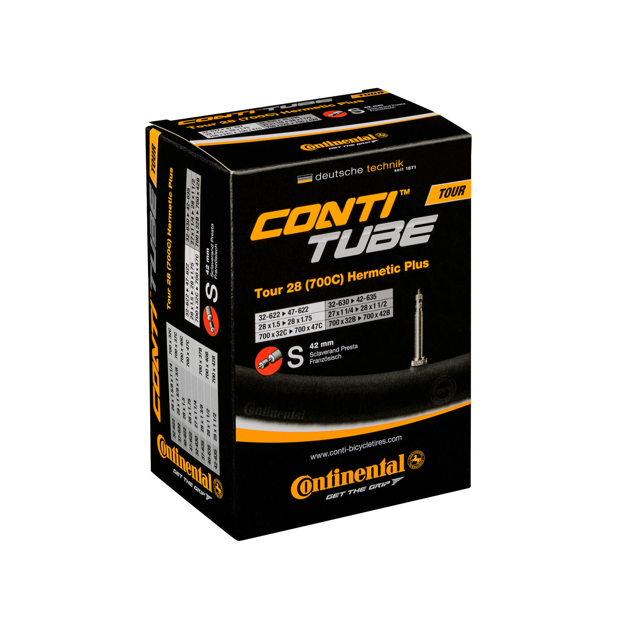 CONTINENTAL Tour Tube Hermetic Plus - Presta 42mm Valve Urban Black 26X1.3-1.75"