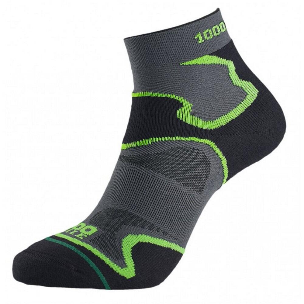 Mens Fusion Ankle Socks (Black/Green) 1/1