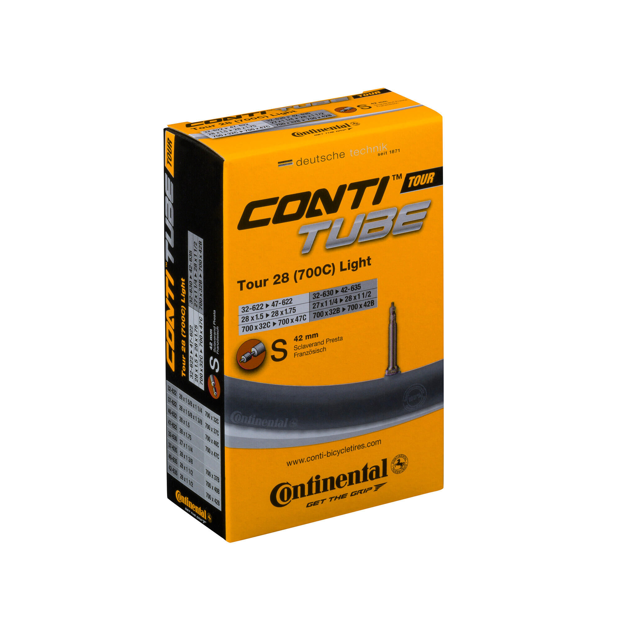 CONTINENTAL Tour Tube Light - Presta 42mm Valve Urban Black 700X32-47C Lightweight