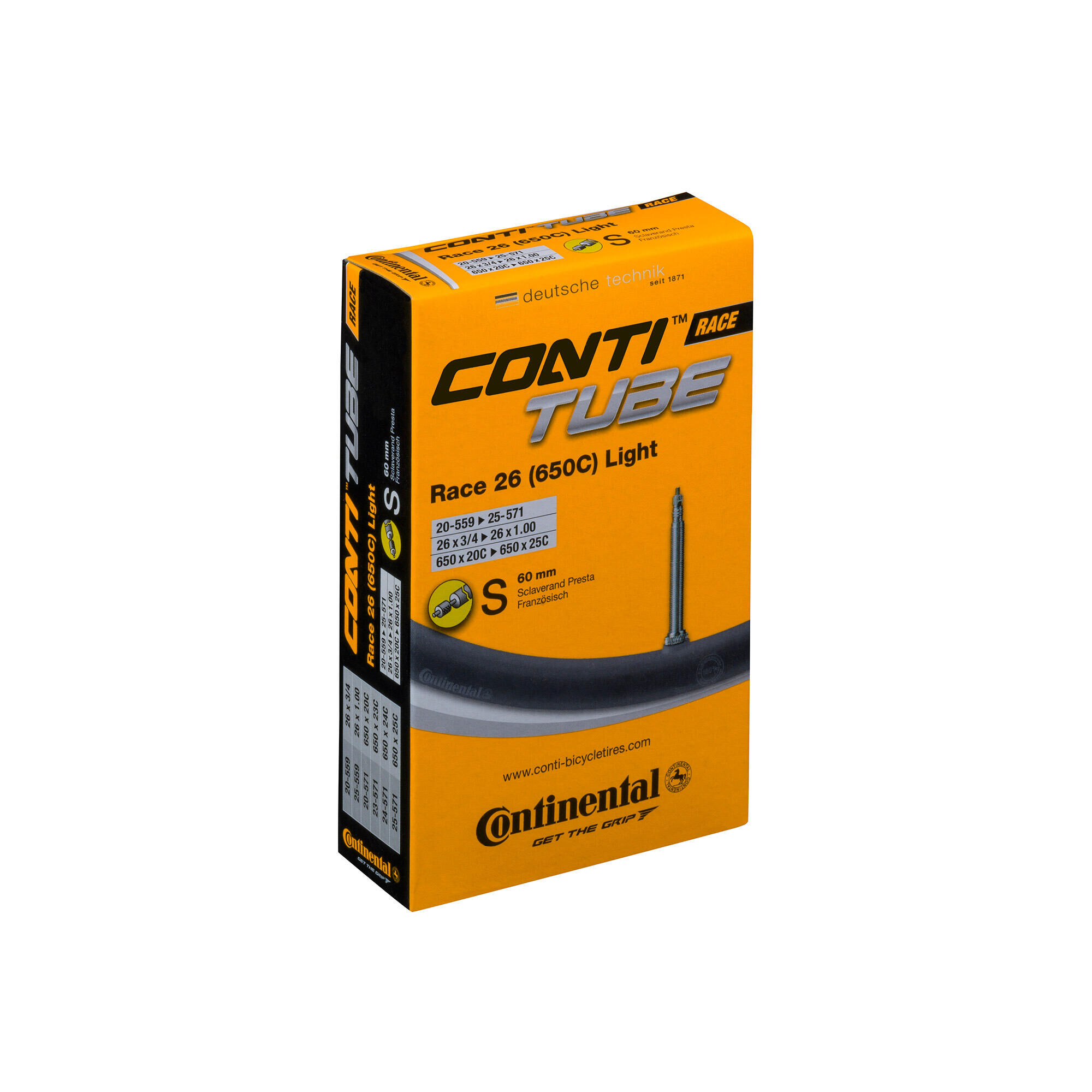 CONTINENTAL Race Tube Light - Presta 60mm Valve Road Black 700X20-25C Lightweight