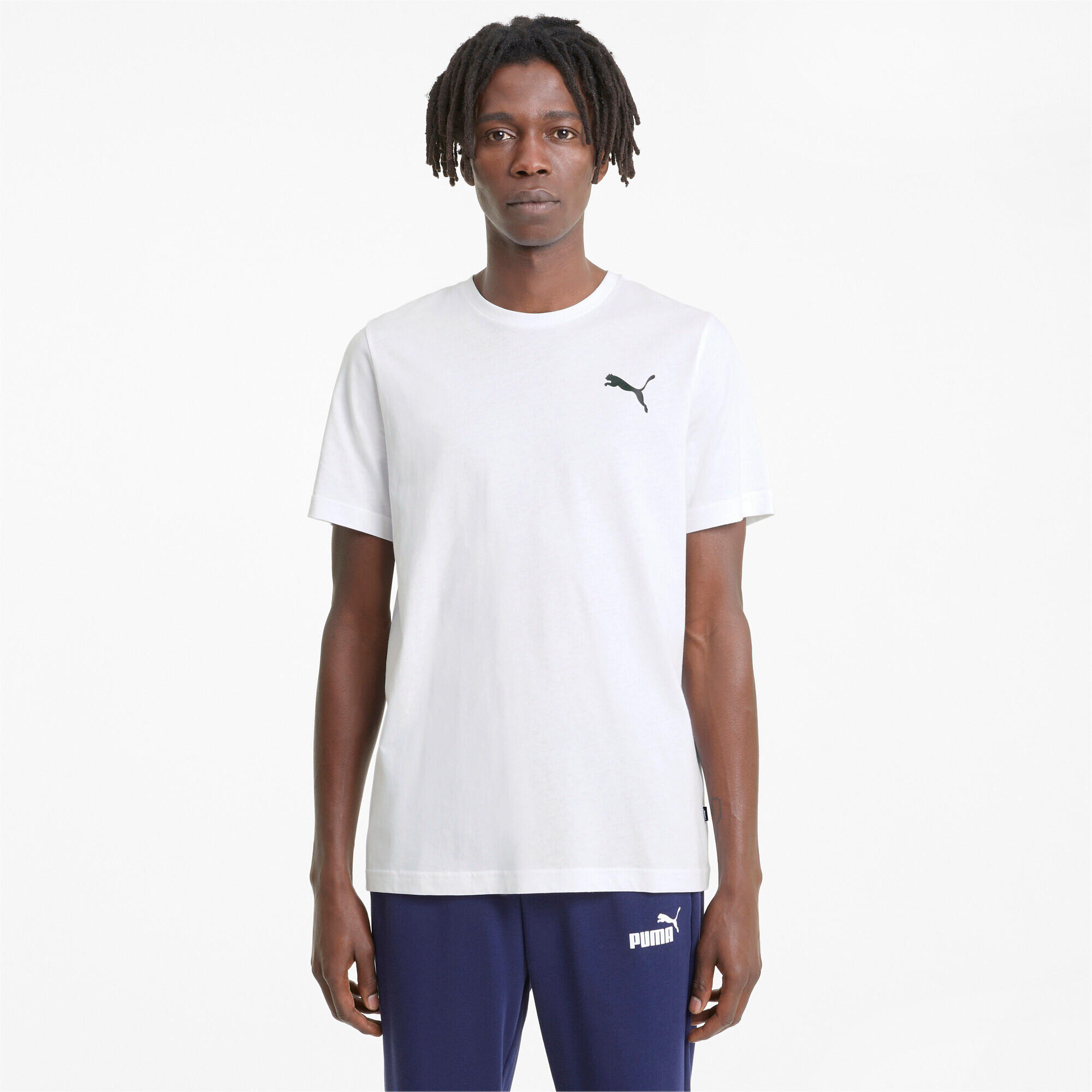 Essentials T-shirt met klein logo voor heren PUMA White Cat 6/7