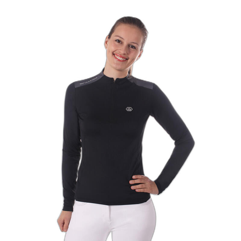 Langärmeliges Reitsport-Poloshirt für Frauen QHP Utah