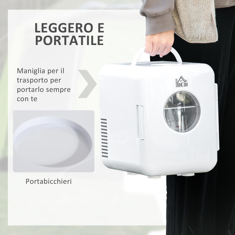 HOMCOM Frigo Portatile da 60W con Capacità 4L, Divisore Removibile e Maniglia