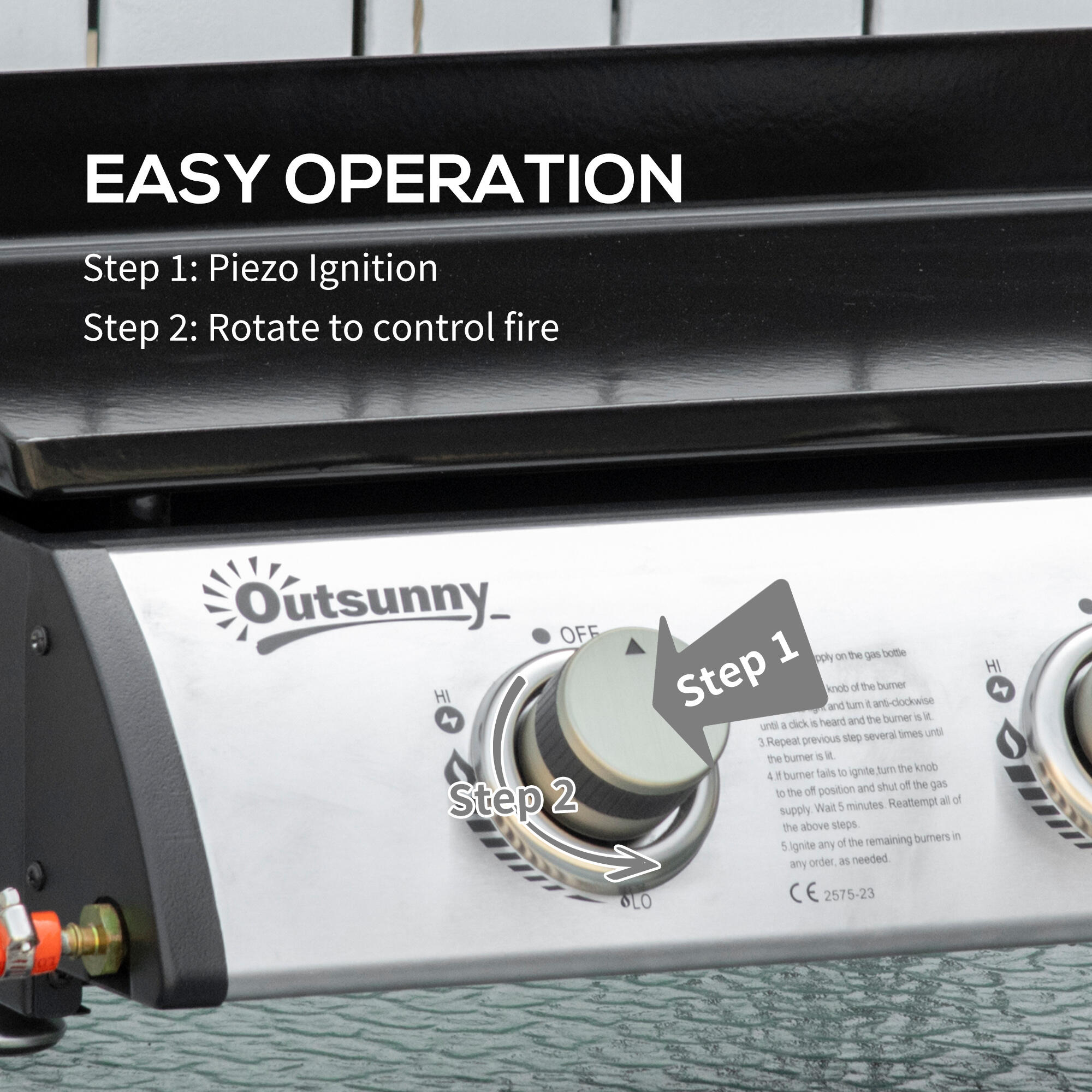 Outsunny Piastra Barbecue a Gas Antiaderente da Tavolo con 3 Bruciatori da 3kW 5/7