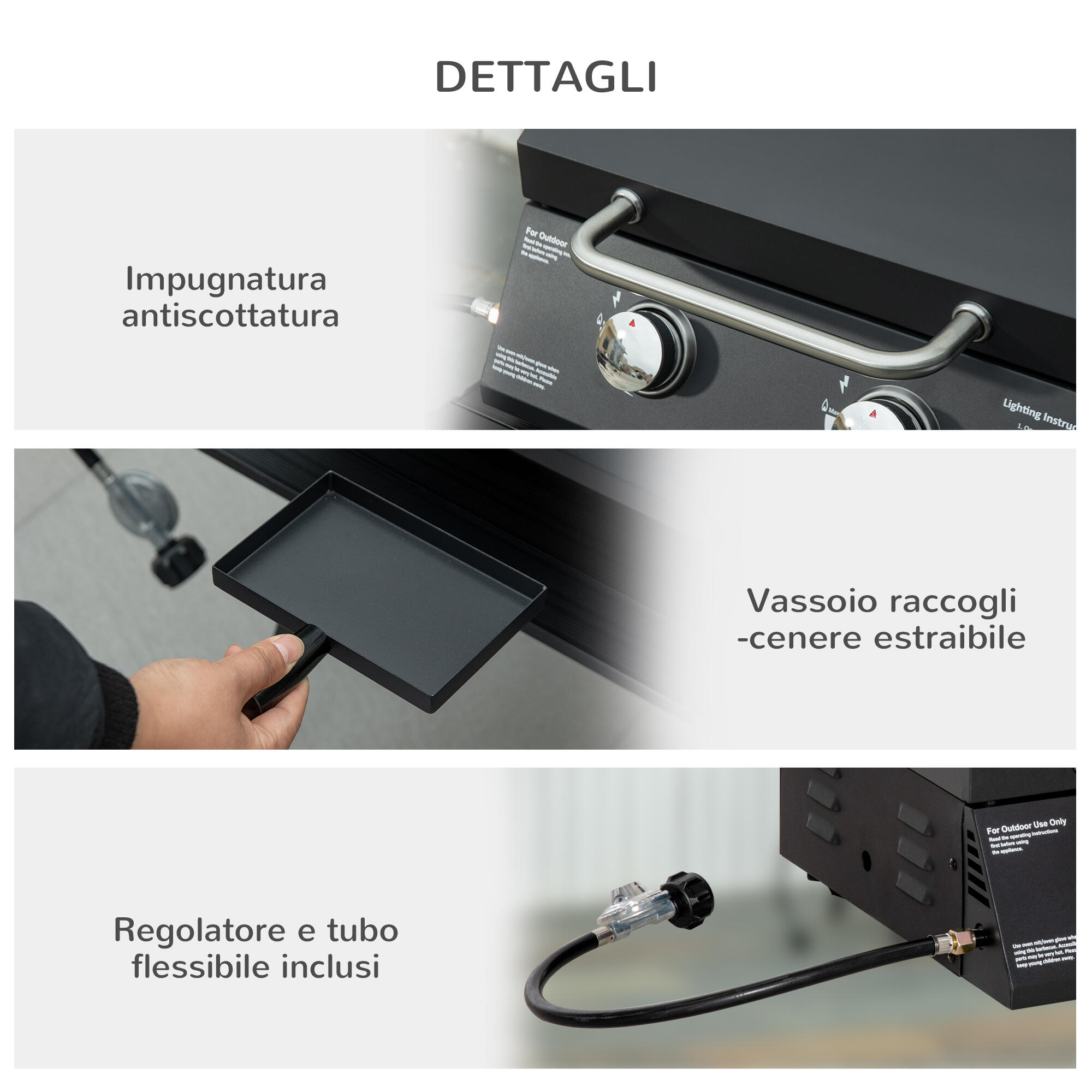Outsunny Barbecue a Gas Pieghevole con Coperchio, Termometro e 2 Bruciatori 6/7