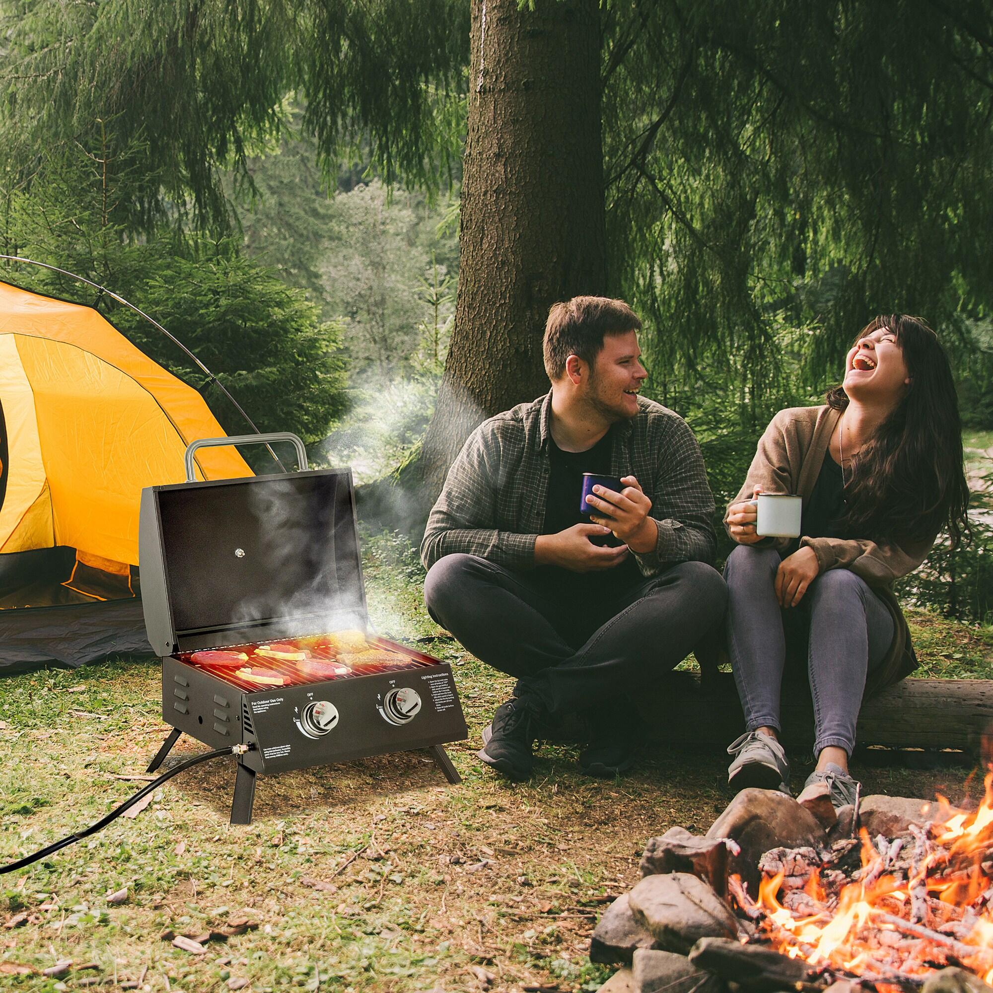 Outsunny Barbecue a Gas Pieghevole con Coperchio, Termometro e 2 Bruciatori 2/7