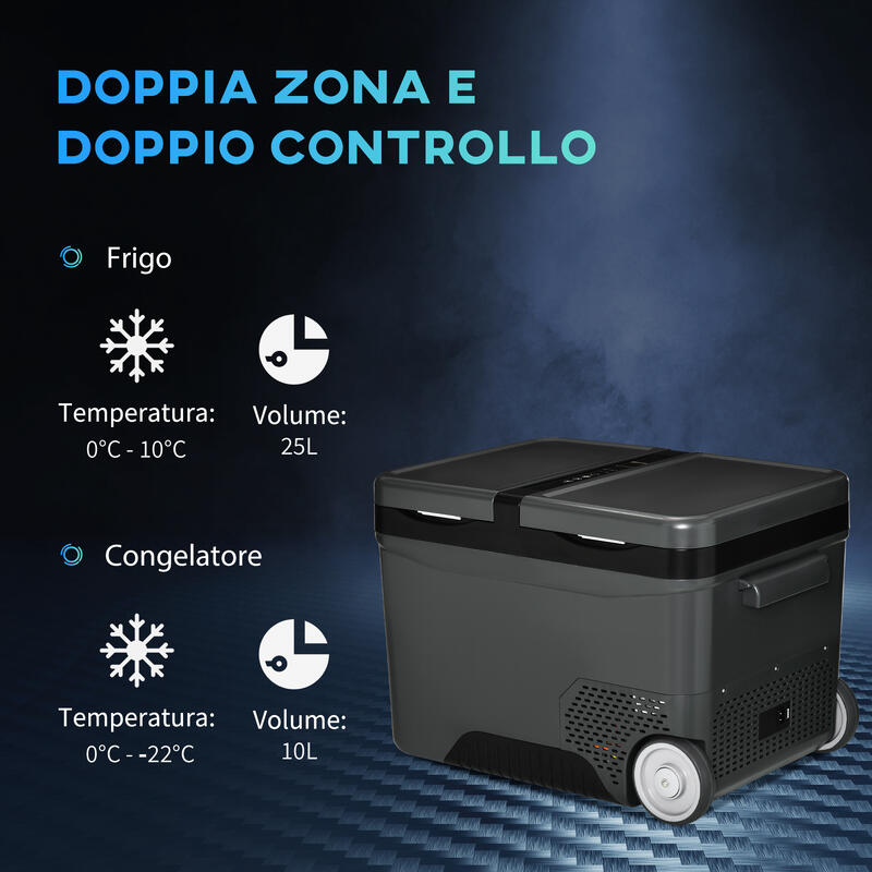 Outsunny Frigo Portatile Elettrico a Compressore da 35L con Maniglia Telescopica