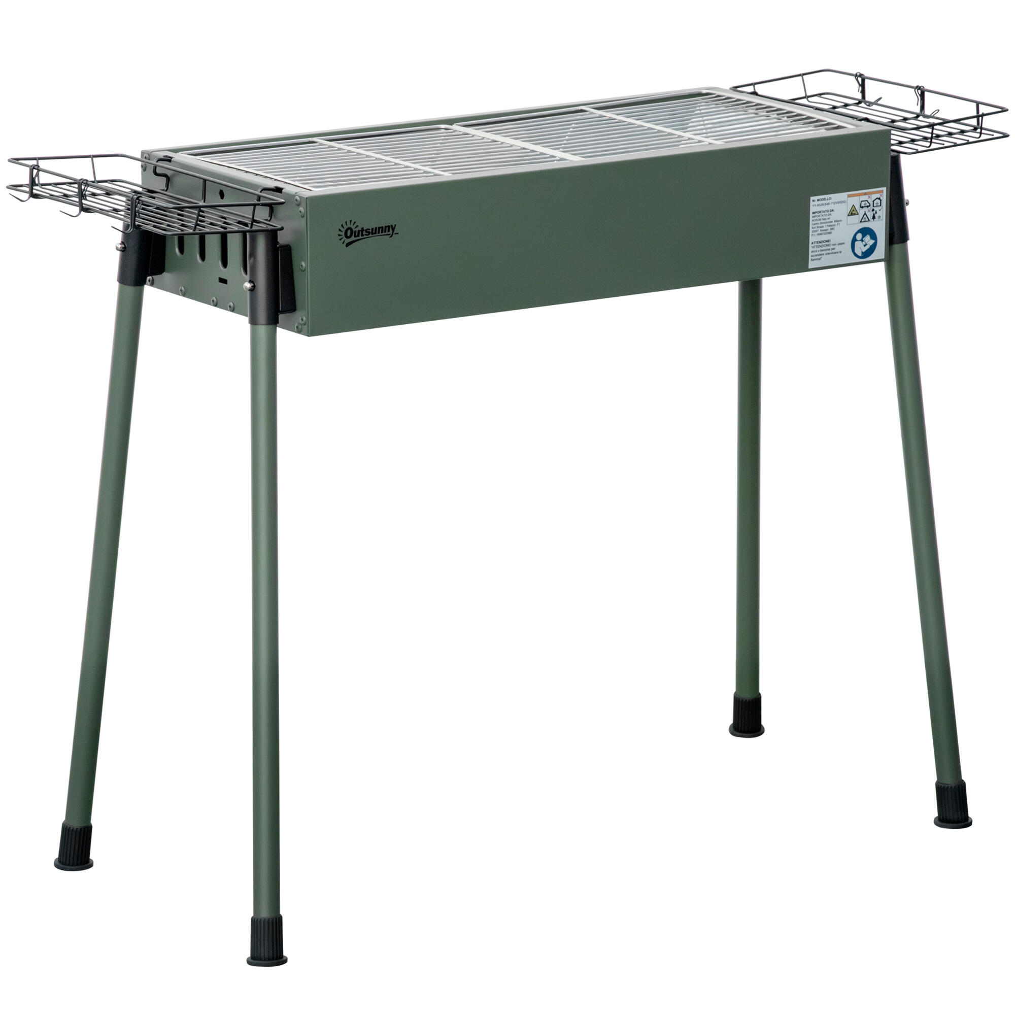 Barbecue a carvão 77x30x70 cm verde outsunny