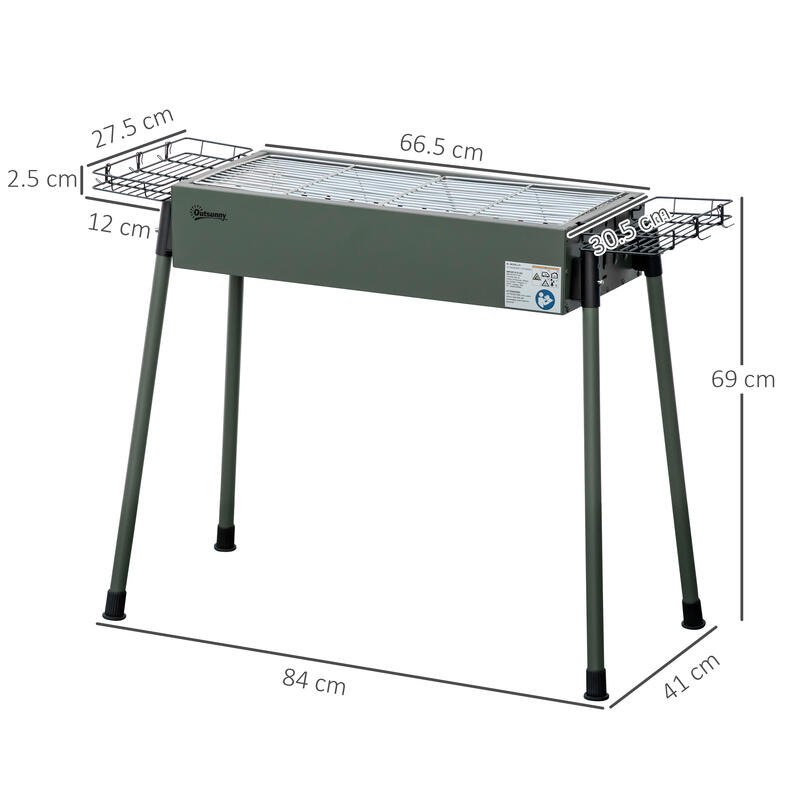 Outsunny Barbecue a Carbonella con 2 Griglie e Cestini Laterali