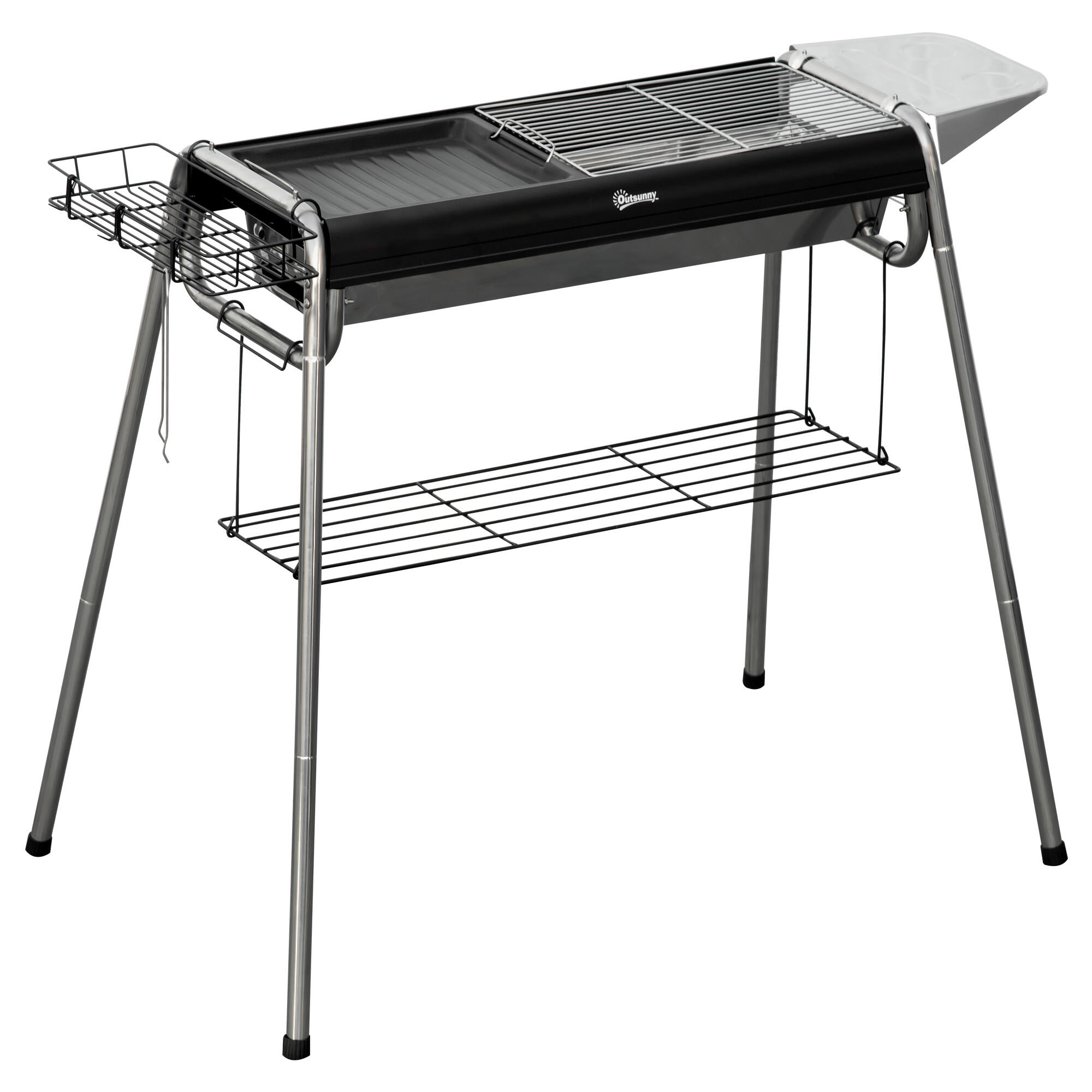 Barbecue a carvão 96x61x72 cm preto outsunny
