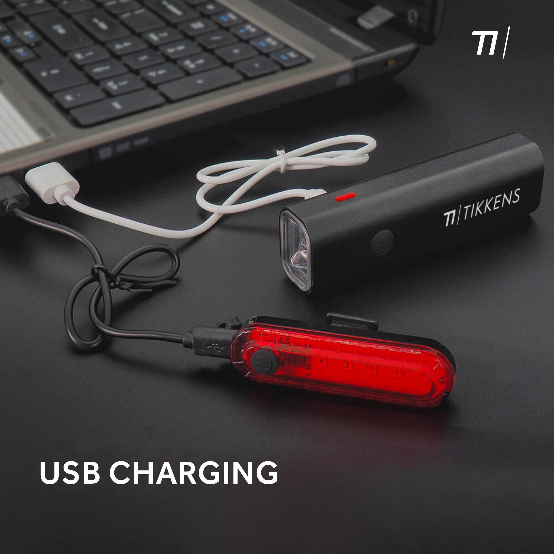 Tikkens Bike Lights Set LED – Front & Rear Bicycle Light – USB-C Rechargeable 5/8