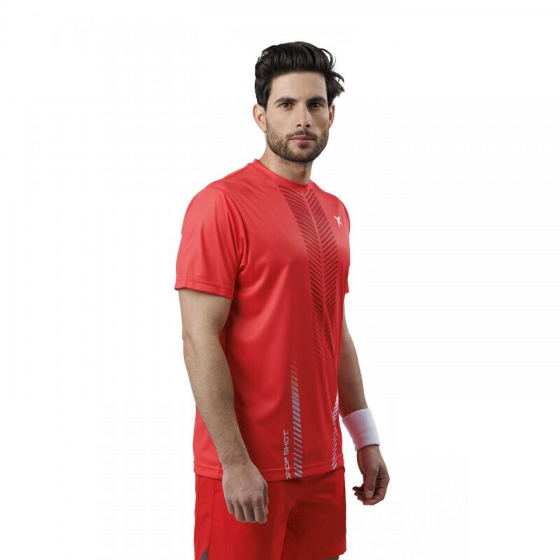 Padel Drop Shot Dailos heren T-shirt met korte mouwen in rode kleur