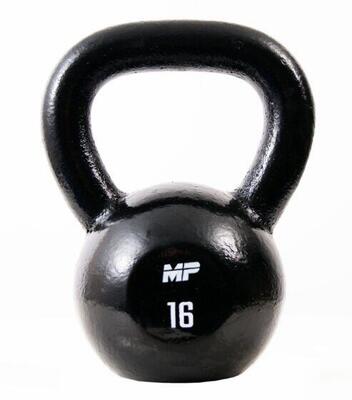 Gietijzeren kettlebell - zwart - 16 kg