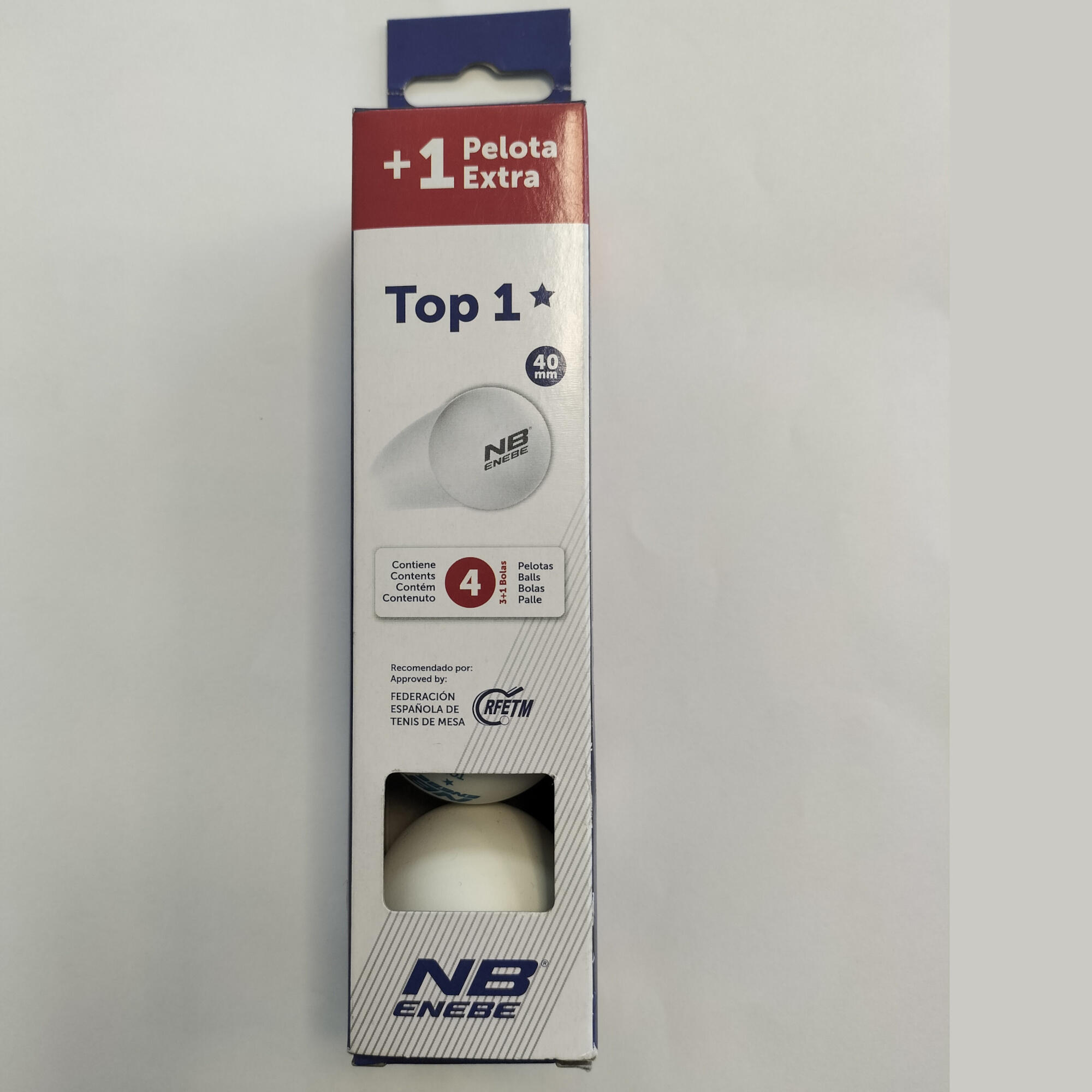 Caixa de bolas de ping pong 3+1 bolas nb top 1* branco