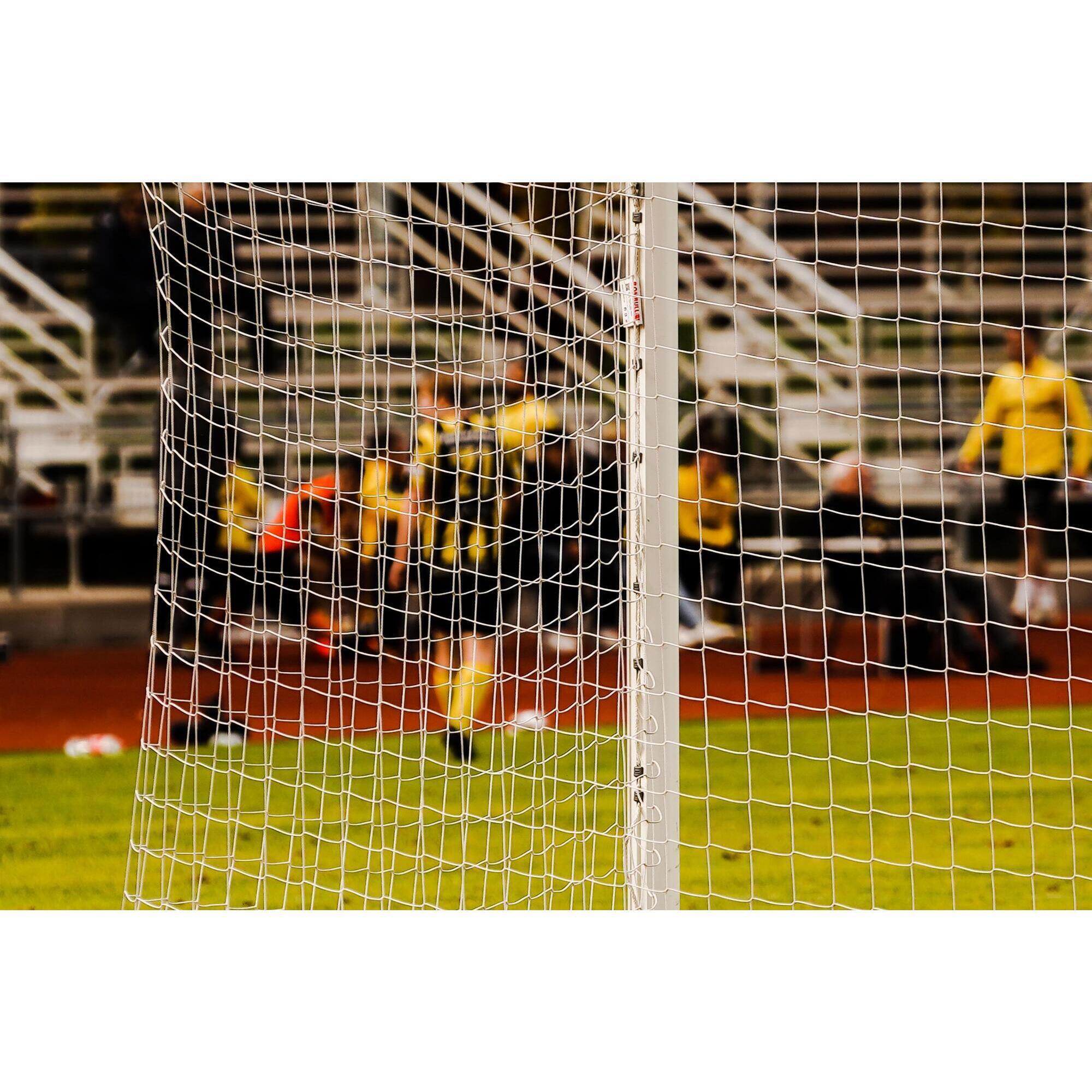 Par de redes para balizas de futebol 11 profissional -4mm 120mm cor:azul/branco