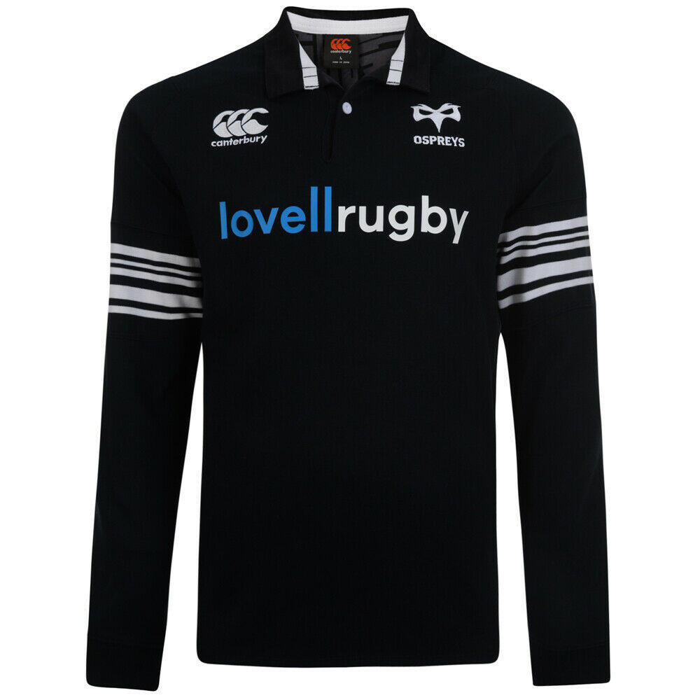 CANTERBURY CCC Ospreys L/S Home Classic Rugby Shirt Adults Black