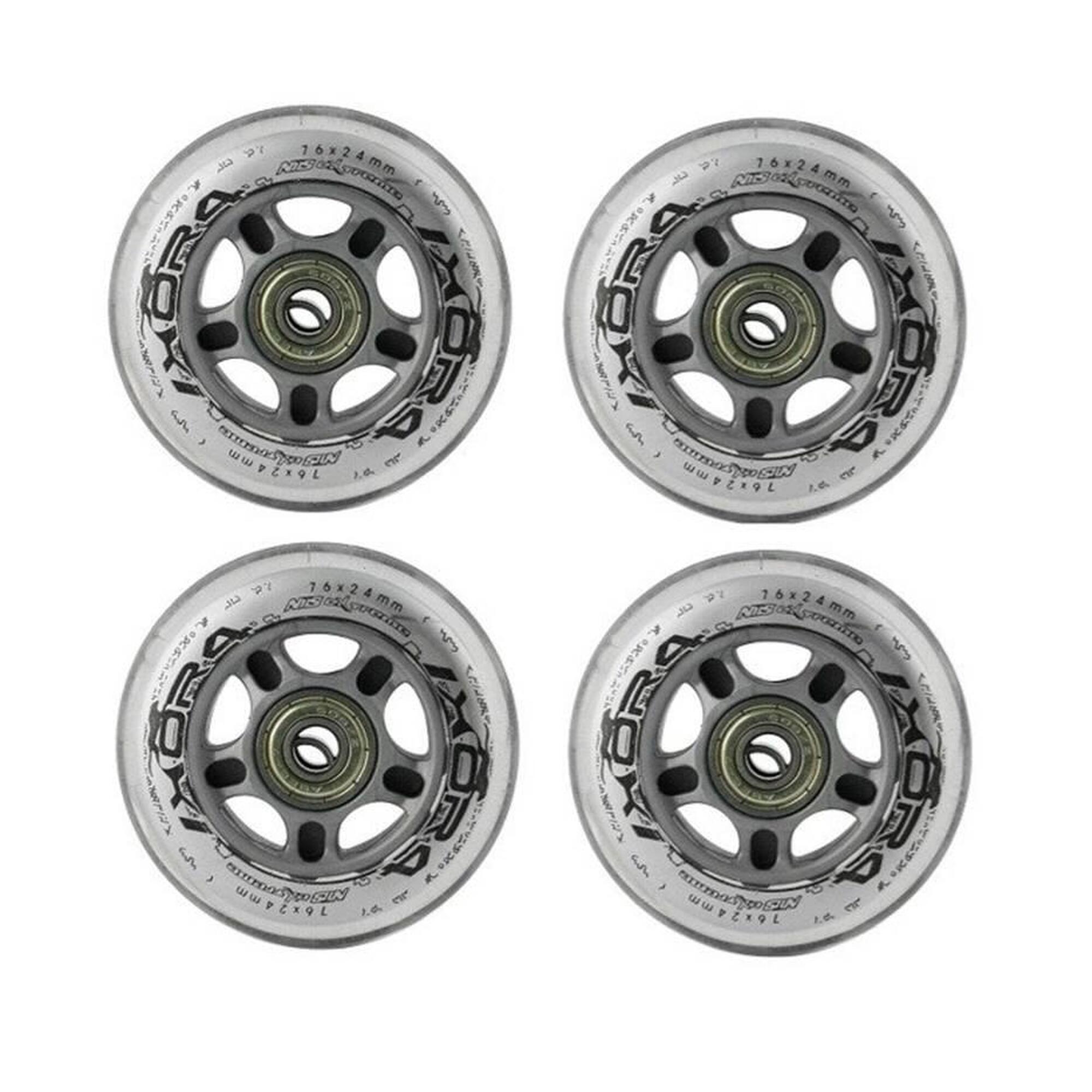 NILS Sestava čirých PU koleček 76x24 + ložiska abec 7 Nils Extreme