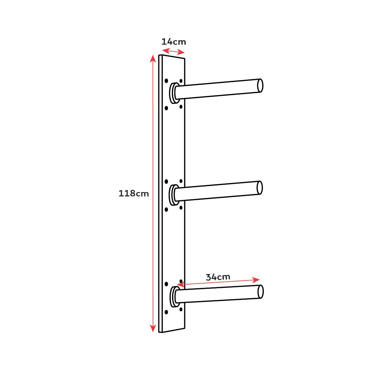 Suporte de parede em aço para discos de Ø 51mm 5/5