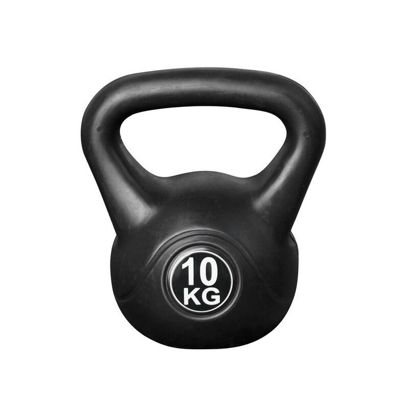 Kettlebell 10 kg - Plastic - pentru uz interior si exterior - Negru