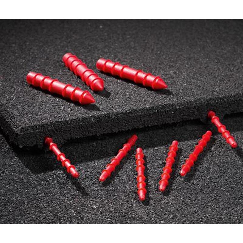 Rubber Tegel 75mm - 50x50 cm - Rood - Pen- gat verbinding