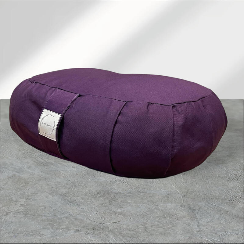 Meditation Cushion Zafu with Buckwheat Husk Filling - Dark Purple