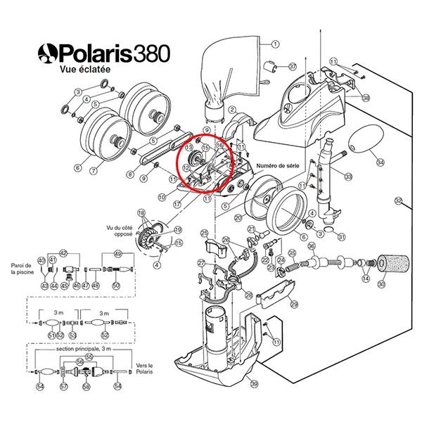Poulie d'entraînement et arbre moteur pour polaris 380 2/2