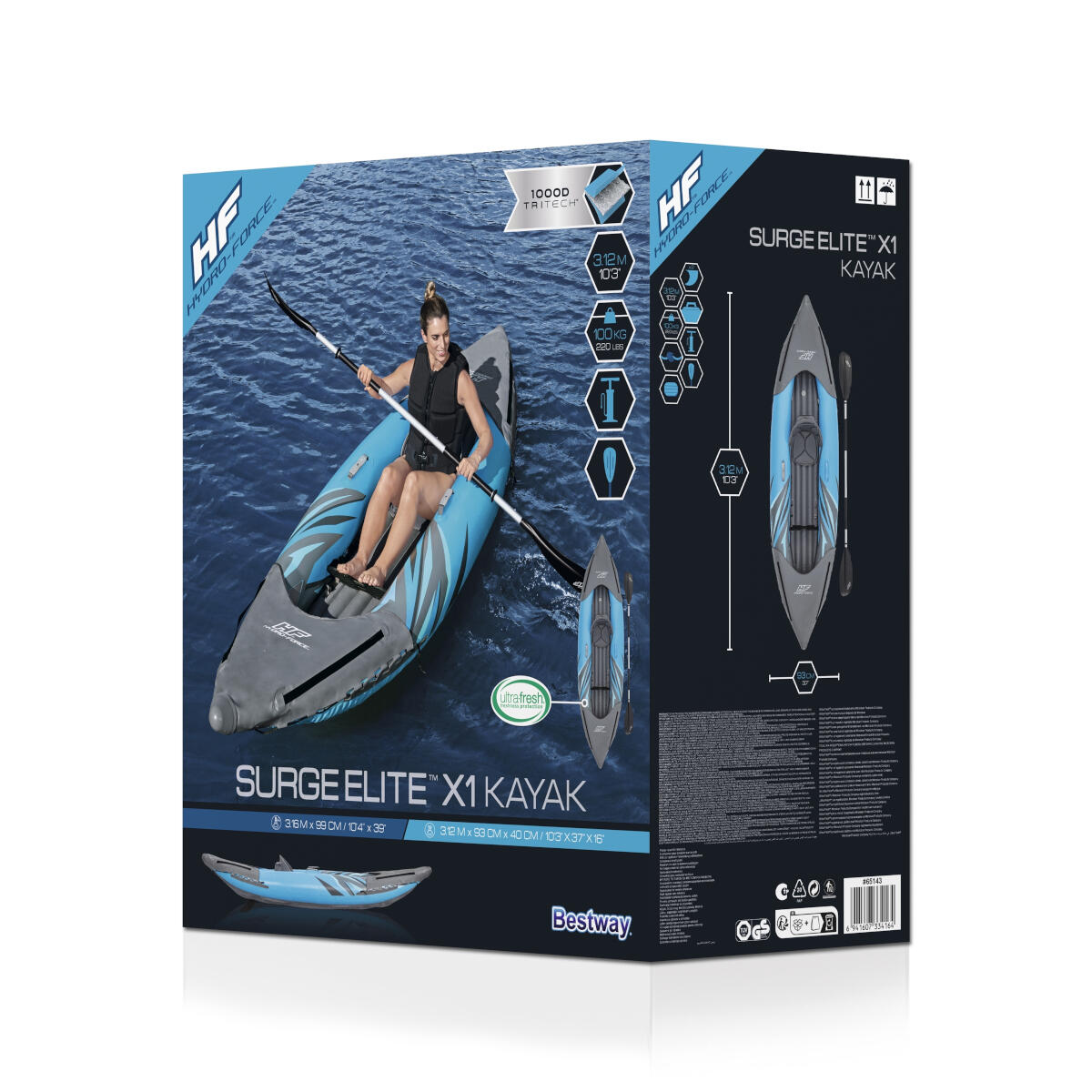 Hydro-Force Surge Elite 1 Person Inflatable Kayak Set | Inflatable Kayaks, Grey 6/6