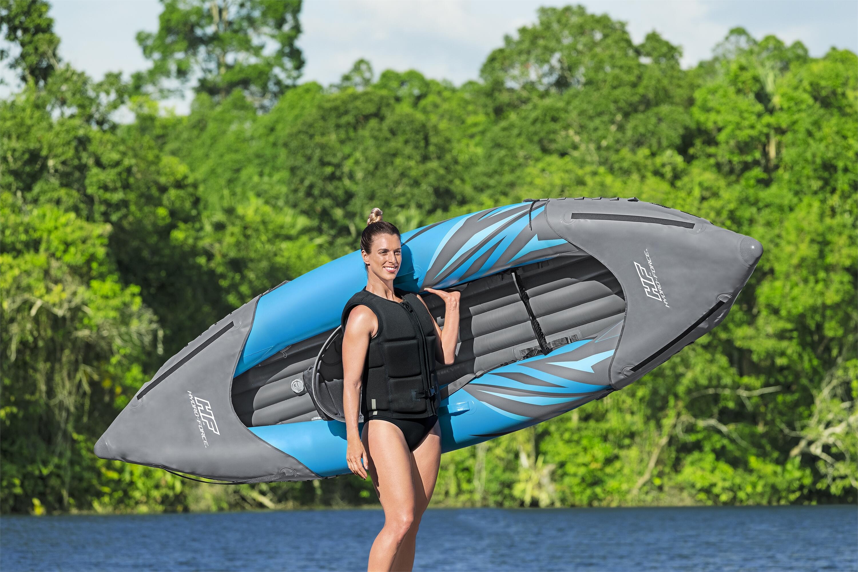 Hydro-Force Surge Elite 1 Person Inflatable Kayak Set | Inflatable Kayaks, Grey 5/6