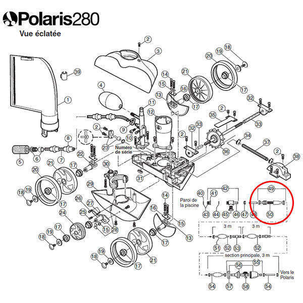 Ensemble filtre en ligne avec crepine pour polaris 280 2/2