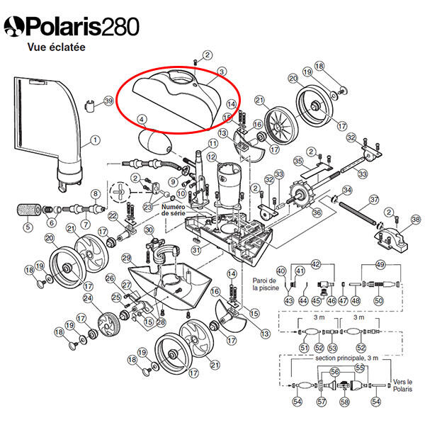 Capot bleu de rechange pour polaris 280 2/2