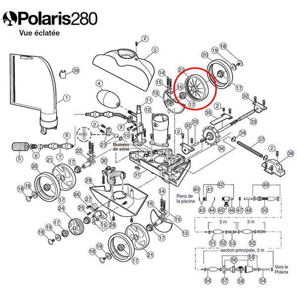Grande roue blanche de rechange pour polaris 180/280/380 3/3
