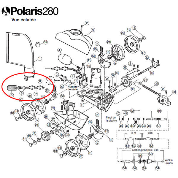 Tentacule complète de rechange pour polaris 180/280/380 3/3