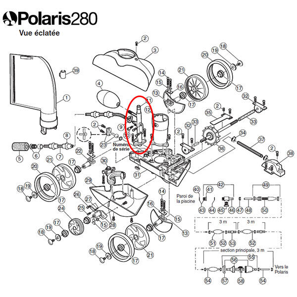 Mât d'alimentation coudé de rechange pour polaris 280/380