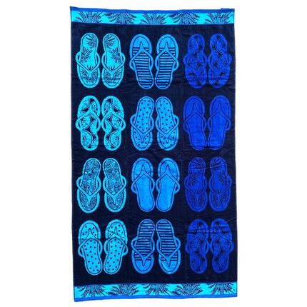 Serviette de plage éponge velours Jacquard - Soto - 100x175cm - 470g/m²